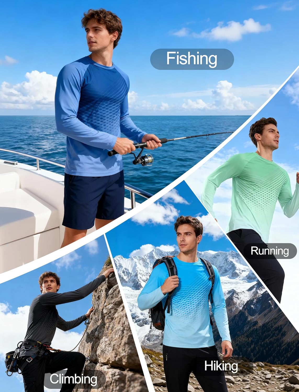 Skiennix Men's UPF 50+ Sun Protection Long Sleeve Rash Guard | Quick-Dry Lightweight Swim Shirt