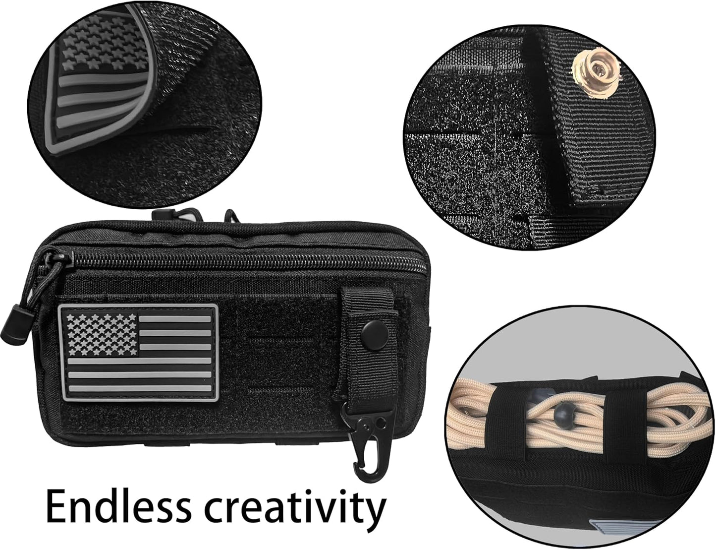 Skiennix Tactical Molle Admin Pouch - Modular EDC Utility Pouch with Map Sleeve & US Flag Patch