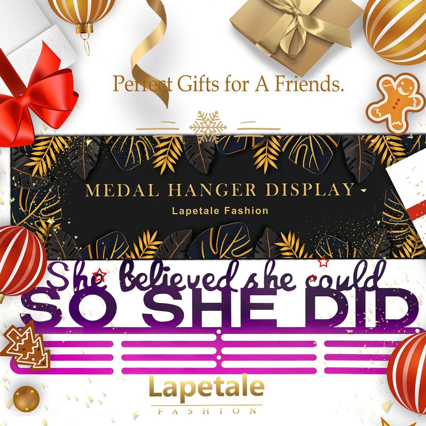 Sports Medal Holder by [Brand Name] - 16" Wall Rack for Awards & Ribbons | Easy to Install Display for Cheer, Gymnastics, Soccer, Softball