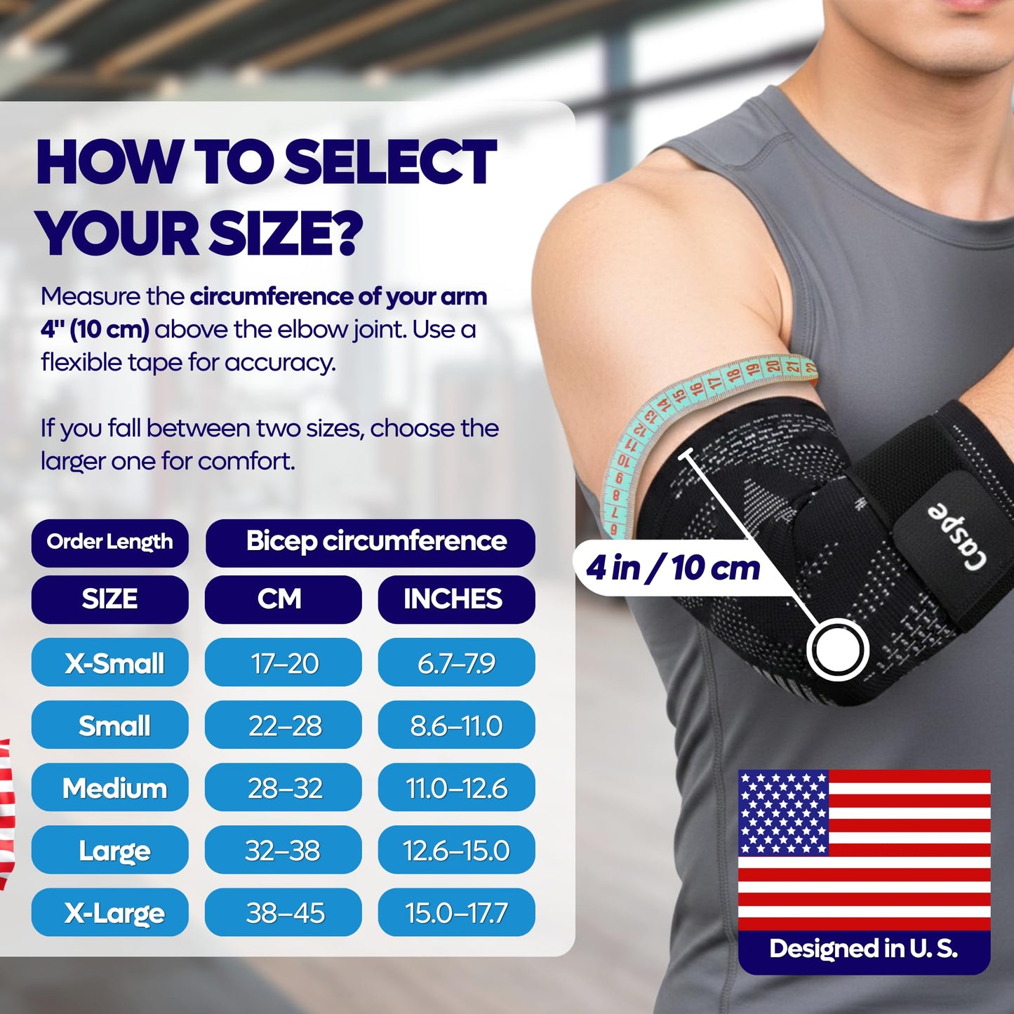 Caspe 2 Pack Elbow Compression Sleeve with Strap – Compression Sleeves for Women & Men, Arm Support, Elbow Brace for Tendonitis Relief, Support for Weightlifting & Workouts (Black, Large)