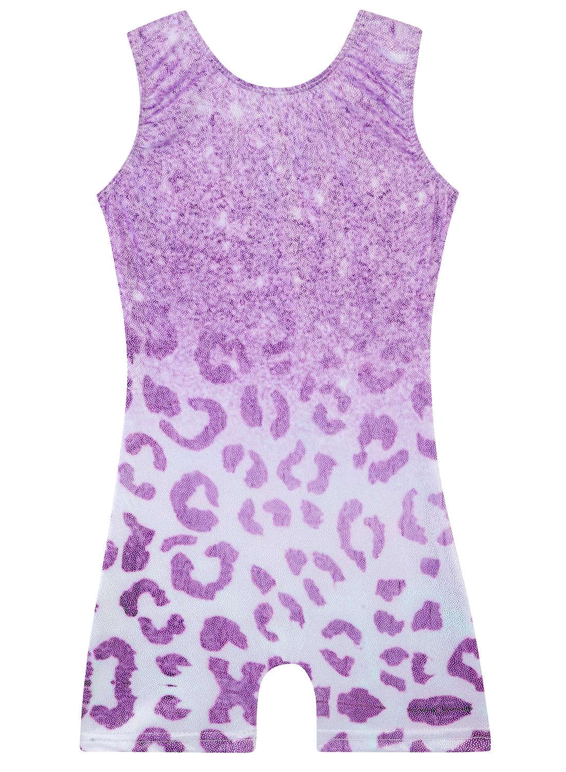 Gymnastics Leotards for Girls Toddler Ballet Dance Tumbling Outfits 3t 4t Kids Sleeveless Gymnastic Biketard with Shorts Sparkly Dancwear Unitards Clothes Bodysuit (Purple Leopard, 3-4T)