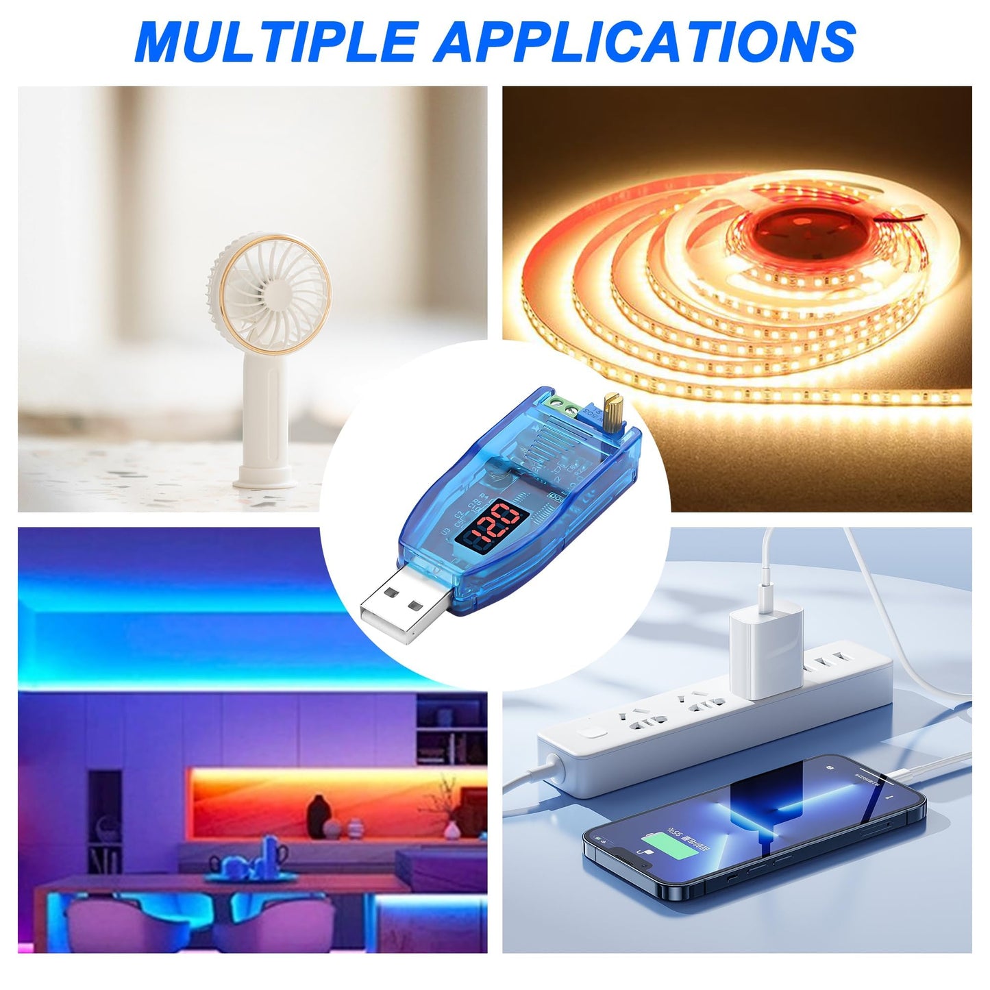 XMSJSIY DC - DC USB Buck Boost Converter Voltage Regulator 5V to 1.8V 3.3V 5V 9V 12V 24V Adjust Step Up Step Down Power Supply Module Max 3W USB Power Supply with LED Voltmeter