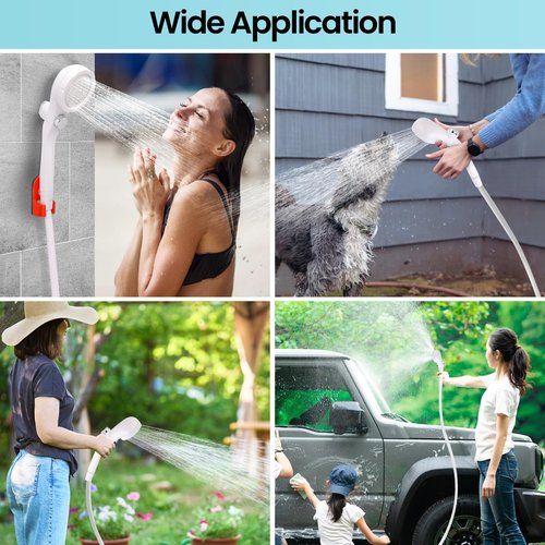 Barong Yekhna Portable Camping Shower with 7800mAh Battery - 3 Spray Modes, IPX7 Waterproof & Powerful Suction for Indoor, Camping, Beach Travel, RV Life, Pet Bathing, Gardening