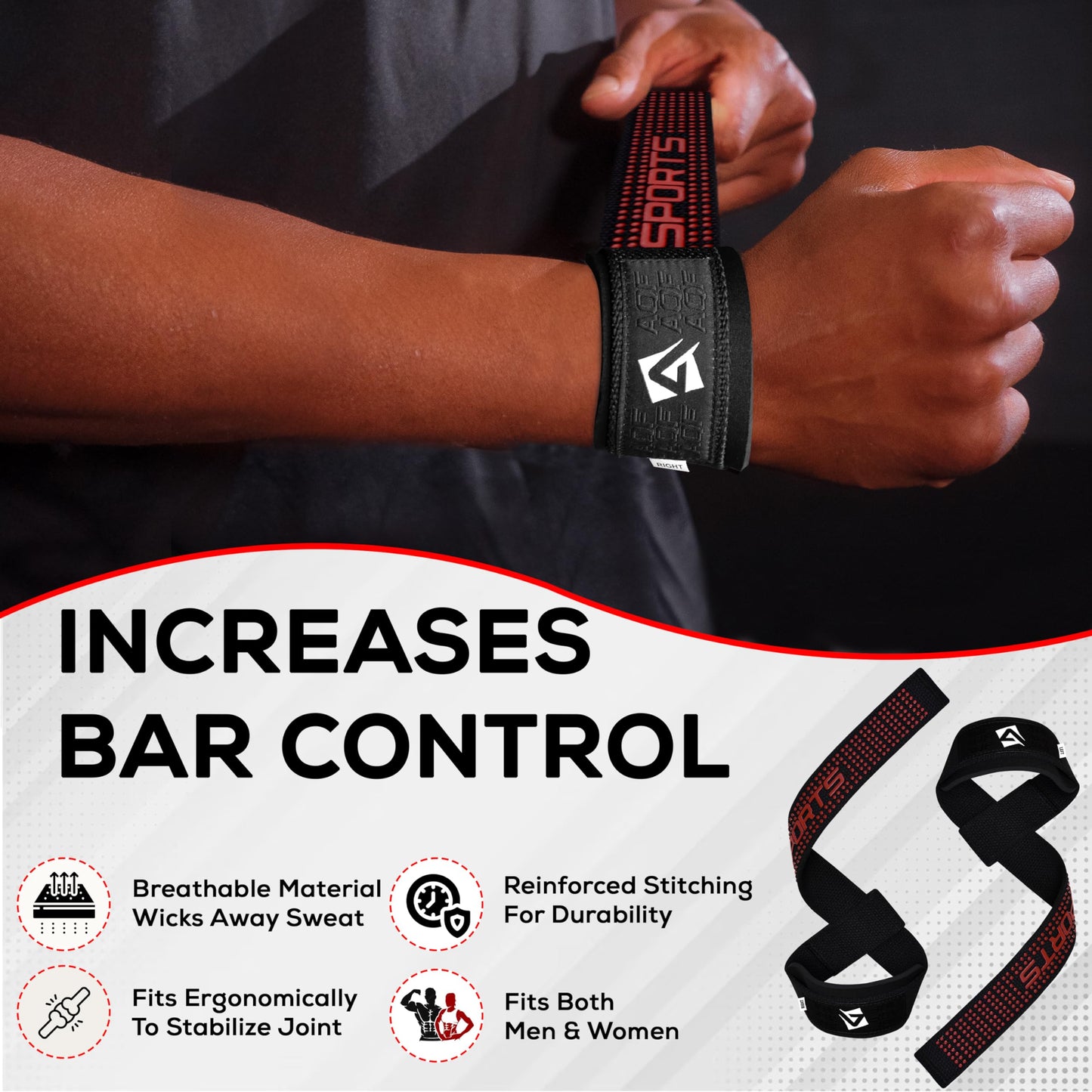 AQF Weight Lifting Straps Neoprene Padded Wrist Support, Crossfit Training Hand Bar Straps Bodybuilding Powerlifting Fitness Exercise Grips (Black Gel Grip)