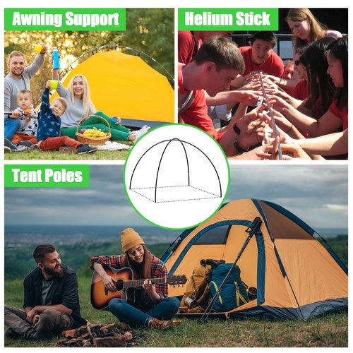 Fiberglass Tent Pole,Kids Tent Replacement Poles for Kids,8mm Tent Poles Replacement; Tent Pole Repair Kit;Beach Tent Pole;Suitable for All Kinds of Indoor and Outdoor Camping Tent;2PCSX 13.1FT