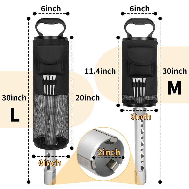 AKOZLIN Golf Ball Shag Bag with Detachable Aluminum Alloy Tube Golf Ball Retriever Large Capacity Shags Bag for Golf Ball Shagger Hold Up to 50 Balls