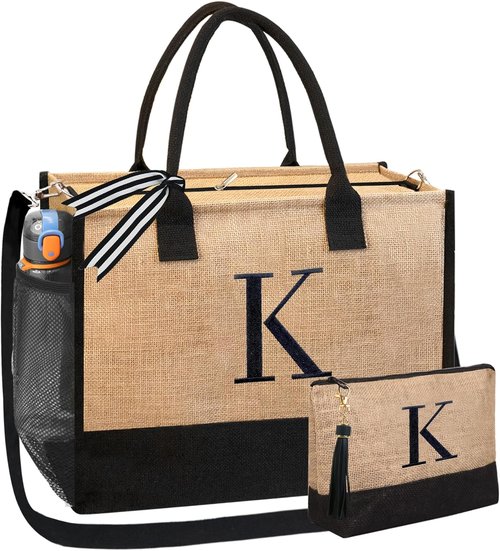 BeeGreen Personalized Canvas Tote Bag - Stylish Leather Handle Gift for Mother's Day, Birthdays & Weddings