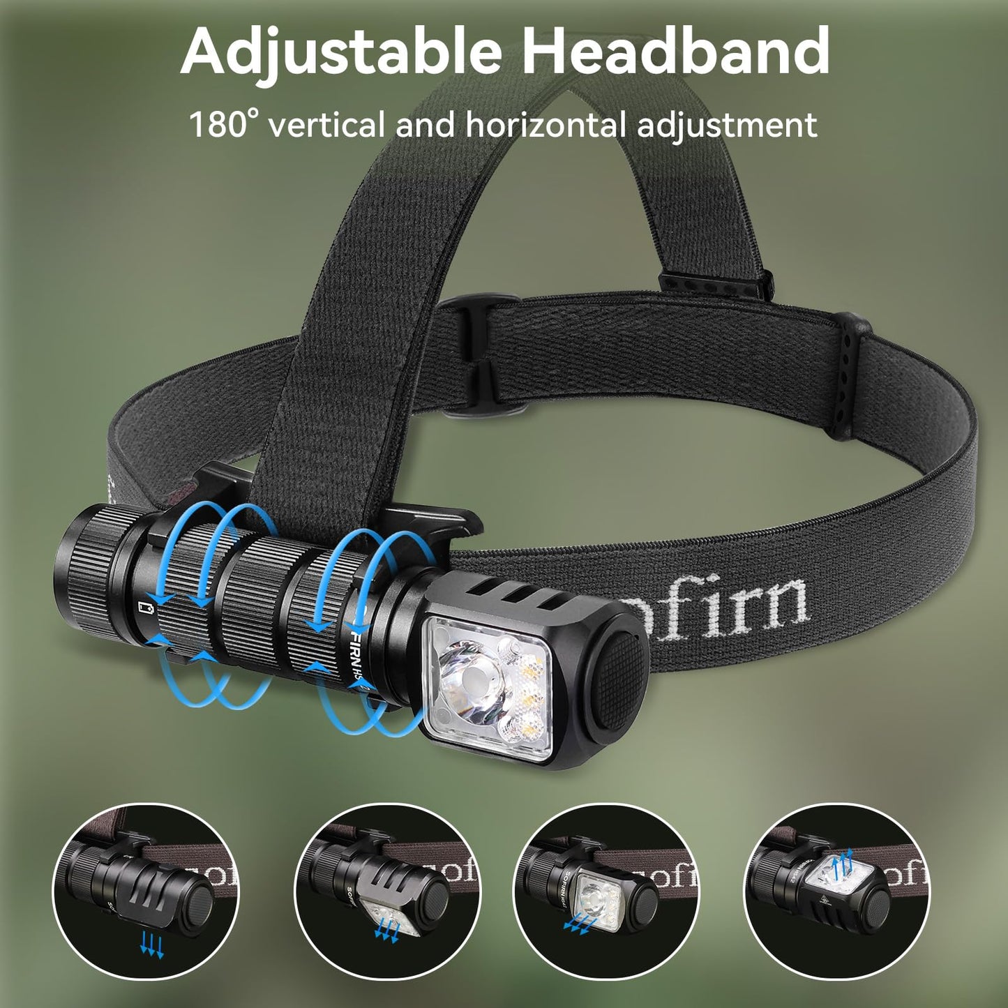 Headlamp Rechargeable with Red Light - Sofirn HS42 Headlamps Dual Clip, 2100 Lumens Head Lamp Super Bright, Led Right Angle Flashlight with Magnetic Base, Camping Head Light for Mechanic, Hunting