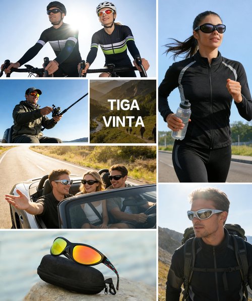 TIGA VINTA Wrap Around Sports Sunglasses for Men Women Hiking Sun Glasses Polarized TR90 Driving Cycling Running Eagle Beak