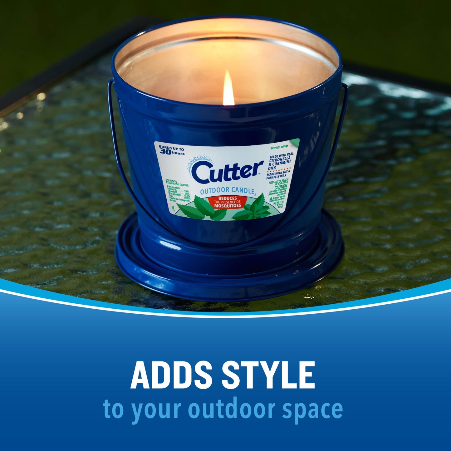 Cutter Candle, Outdoor Soy Wax Candle Made with Real Citronella Oil and Cornmint Oil Reduces The Presence of Mosquitoes with A Light, Fragrant Citronella and Mint Scent, 17 Ounces, 6 Pack