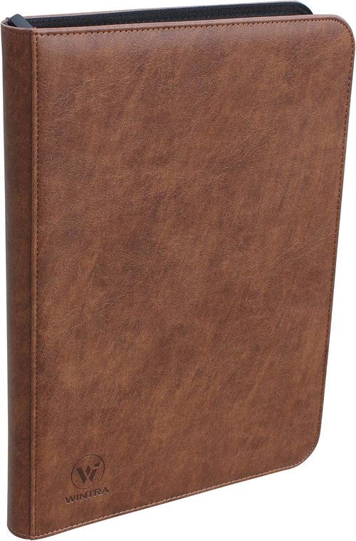 504 Pockets | Regine Switzerland Premium Brown Leather Card Binder - 9-Pocket Trading Card Album
