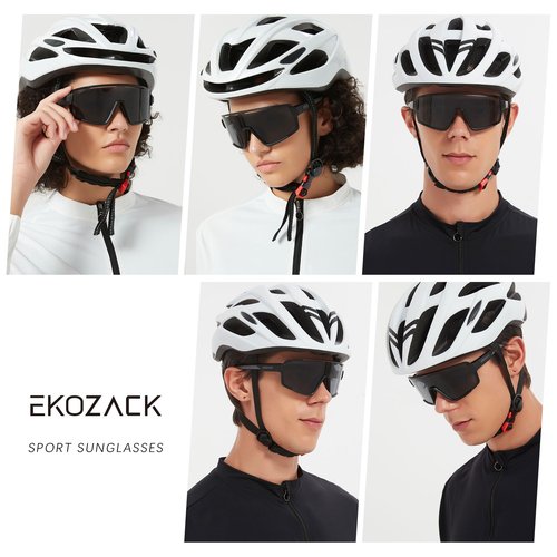EKOZACK Polarized Cycling Glasses for Men Women Big Large Driving Fishing Mountain Bike Baseball Sunglasses UV Protection Black Shades