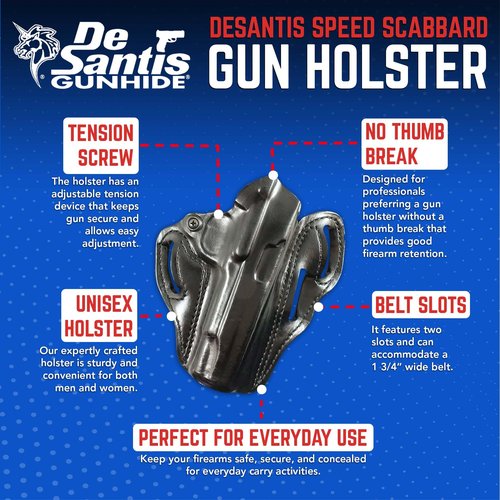 DRD DeSantis RH Blk Speed Scabbard Holster-Colt Gov. model 1911, Black
