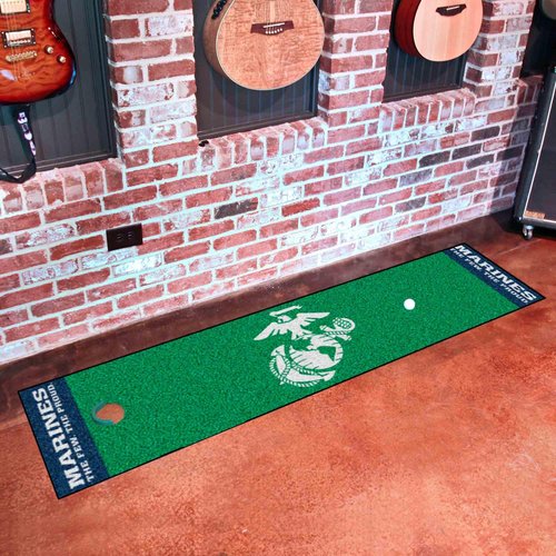 FANMATS 9576 U.S. Marines Putting Green Mat - 1.5ft. x 6ft. - Marines Alternate Logo