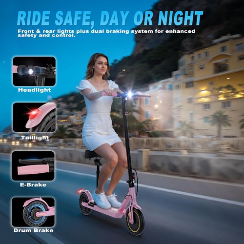 **Skiennix Electric Scooter - Folding E-Scooter for Adults with Seat | 350W Motor, 19MPH, 21-Mile Range**