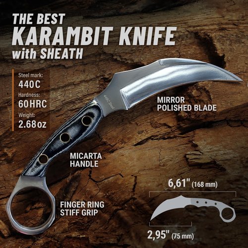 Grand Way Tactical Knife - Small Fixed Blade with Micarta Handle & Sheath | Ideal for Camping & Survival