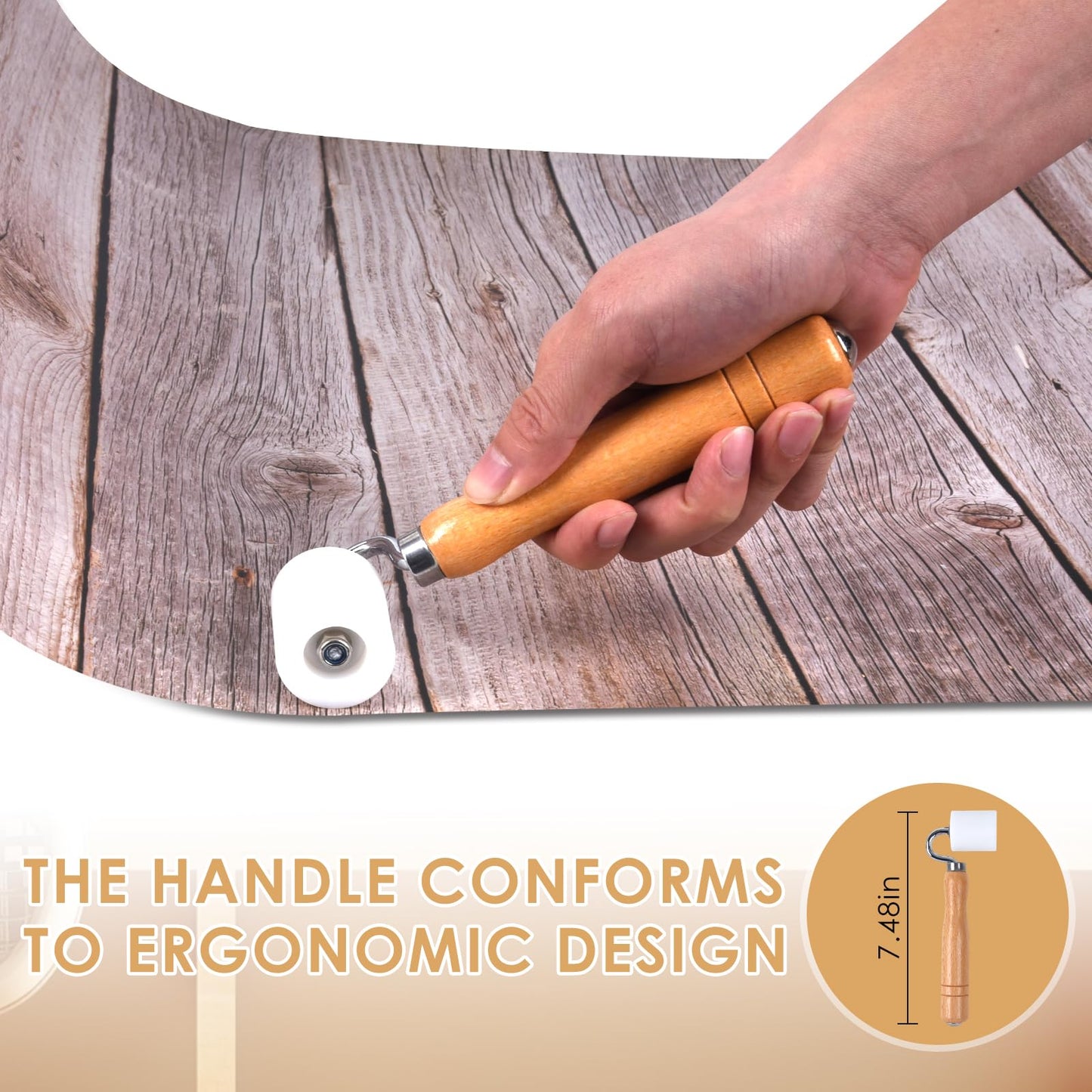 FCHO Wallpaper Smoothing Roller, Rubber seam roller, wheel roller Corner Seam Roller for wallpaper, wood hand wallpaper roller pack of 2