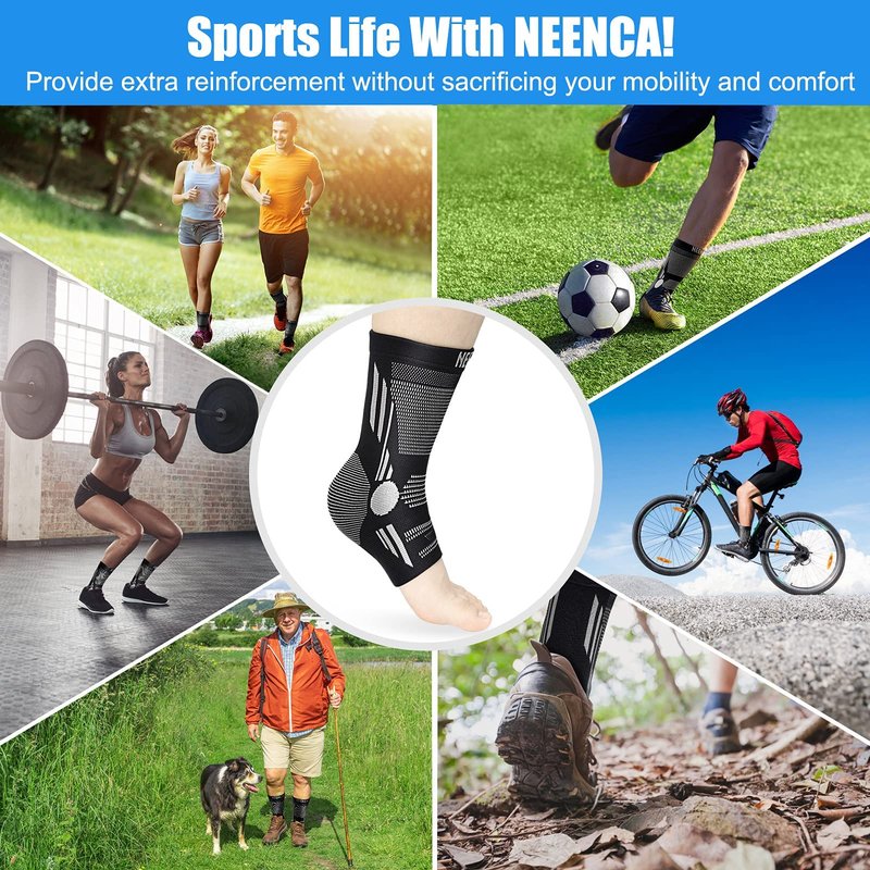 NEENCA Ankle Brace for Pain Relief, 2 Pack Compression Ankle Sleeves Set. Ankle Support Stabilizer for Achilles Tendonitis, Plantar Fasciitis, Joint Pain, Swelling, Arthritis, Sport