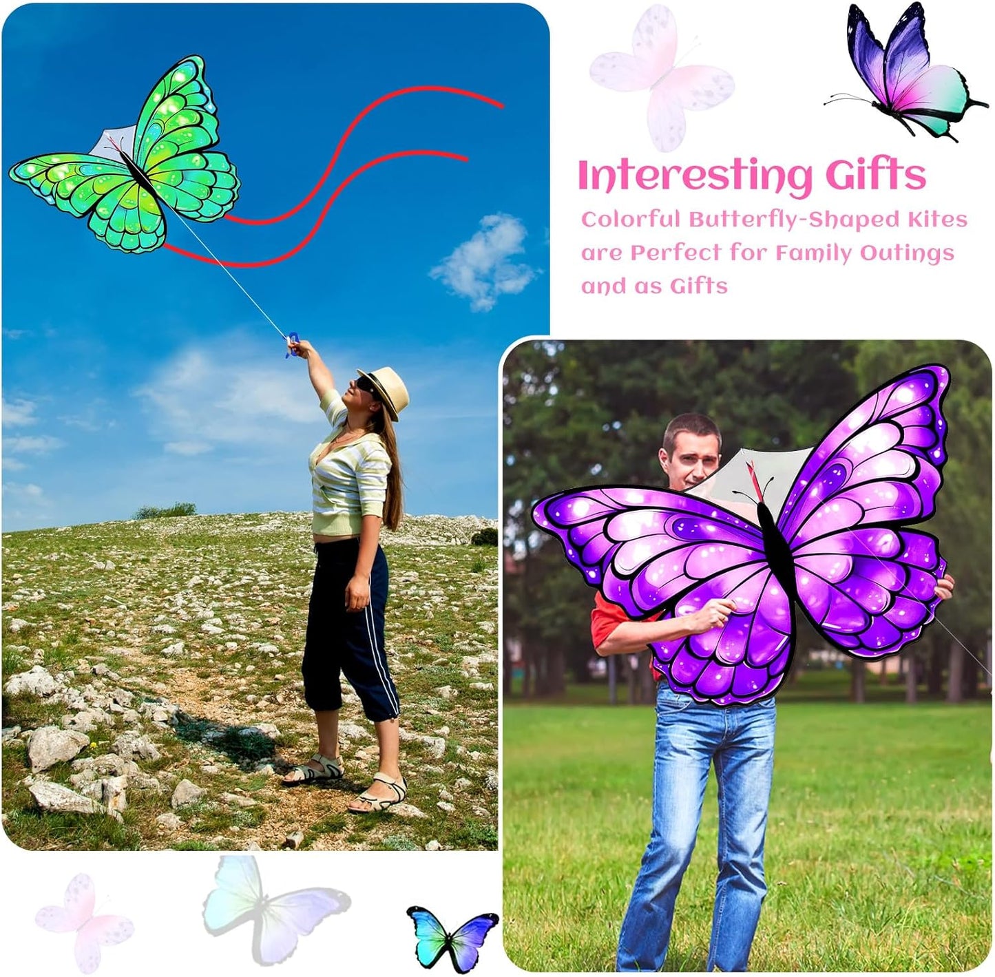 Silipull Butterfly Kite - 55" x 28" Large Colorful Kite with 328ft String for Adults & Beginners