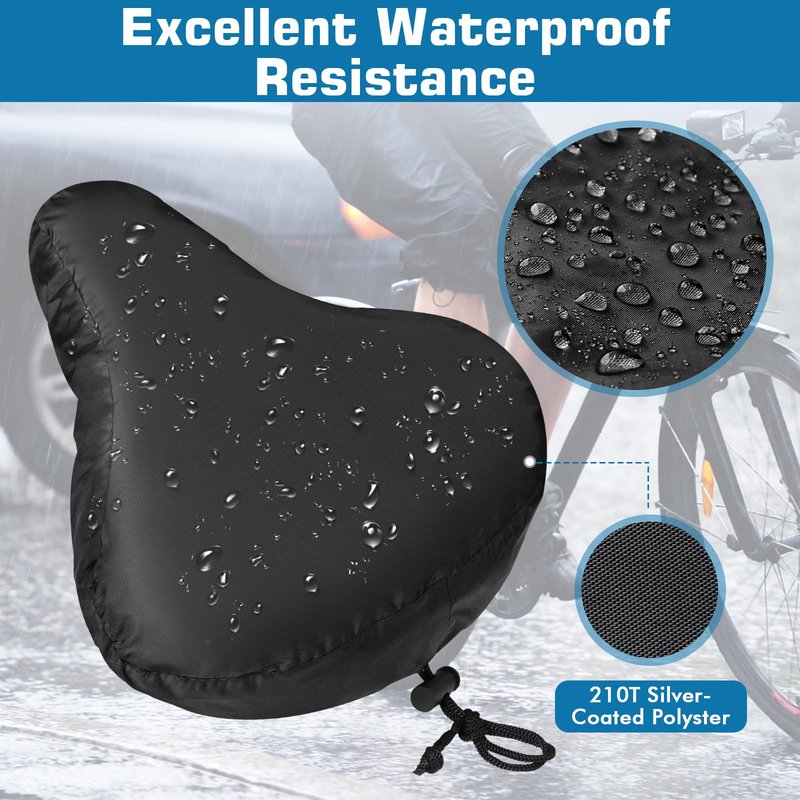 Zacro Waterproof Bike Seat Rain Cover 2 Pack, Bicycle Seat Cushion Protector Sun Dust Snow Proof, Washable for Mountain Road City Bikes