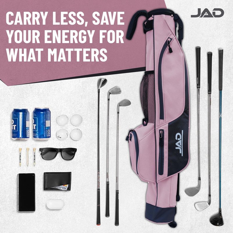 Sunday Golf Bag - Premium Everyday Sunday Golf Bag with Stand for Men, Women and Ladies, Ultra Lightweight, Easy to Carry Pitch n Putt Carry Bag (Pink)