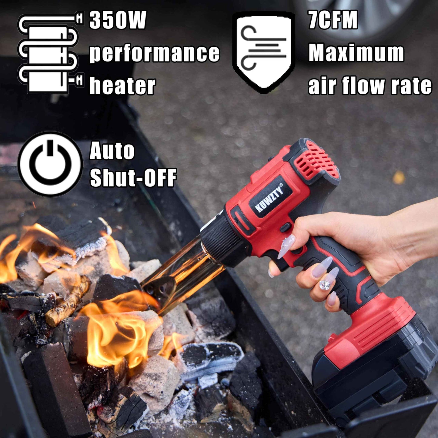KUWZTY Cordless Heat Gun for Milwaukee M18 Battery,with LCD Digital Display, 2-Temp Setting Max 1022°F(550°C),Heat Gun for Shrink Wrapping, Tube Bending,Resin(Tool Only, NO Battery)