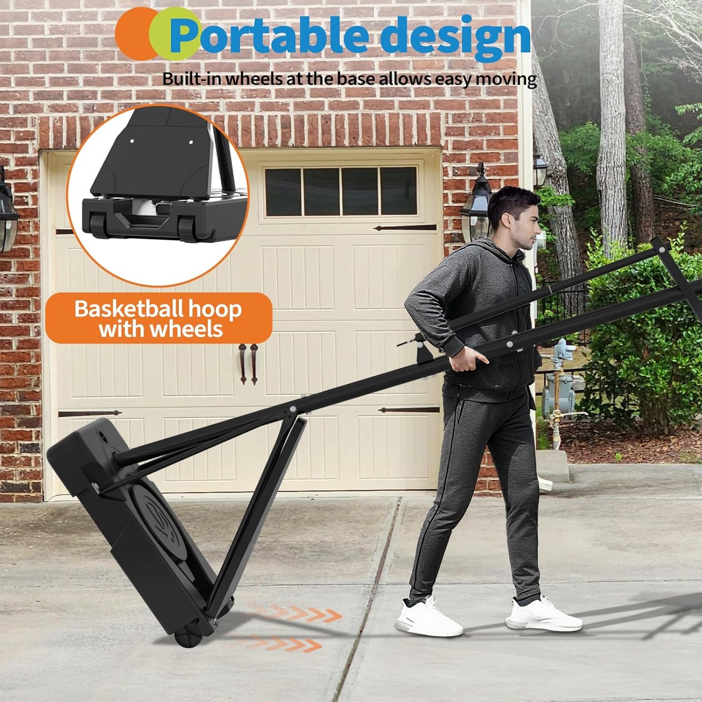 Skiennix Adjustable Basketball Hoop - 4.9-10FT Height with Mobile Stand & Weighted Base | Ideal for Youth & Adults