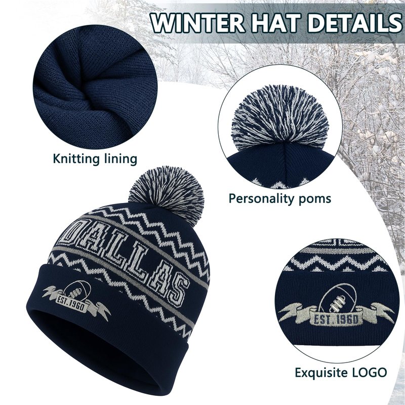 Vintage Classic Skull Cap Beanie Hat with Warm Gloves and ‌Extended Scarf Cuffed Winter Hat Knit Comes