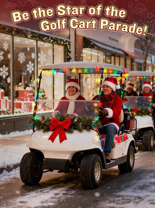 Aulock 2pcs Golf Cart Christmas Decorations – Includes 33ft Christmas Lights and Seat Cover, Golf Cart Accessories