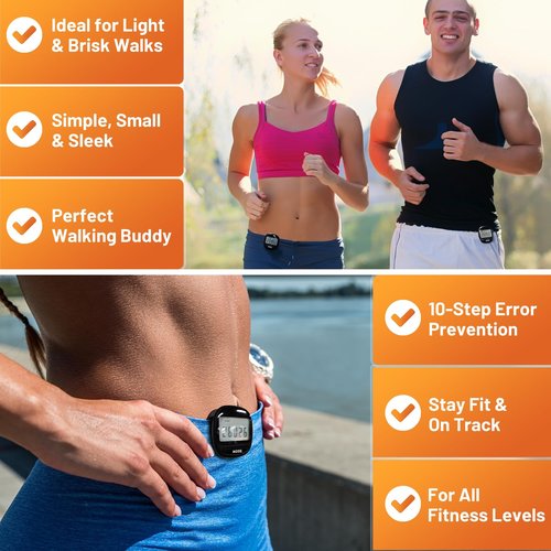 3D Pedometer for Walking Running Sports - Step Counter with Clip & Lanyard, Large LCD Display Accurate Fitness Tracker for Men Women Seniors Easy to Use-Black