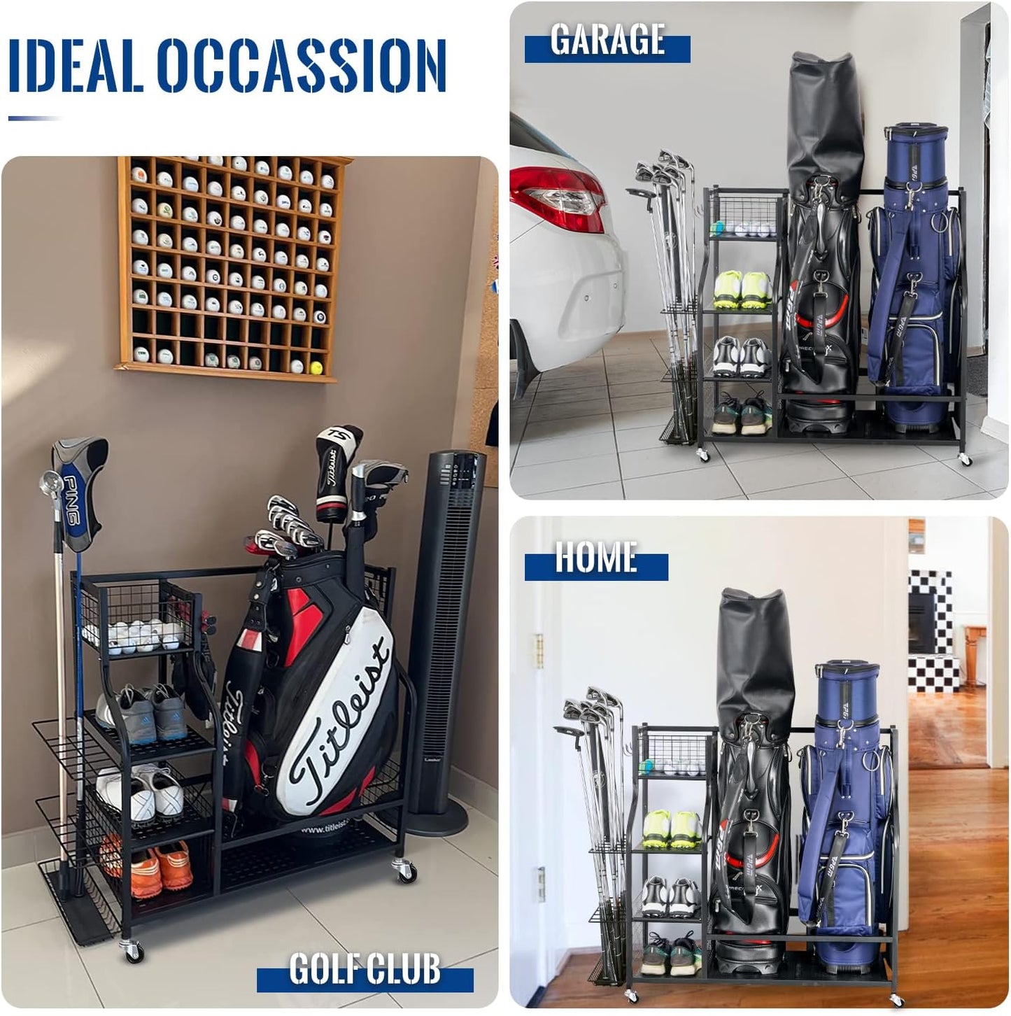 Mythinglogic Garage Sports Equipment Organizer - Large Capacity Ball Storage with Hooks & Baskets