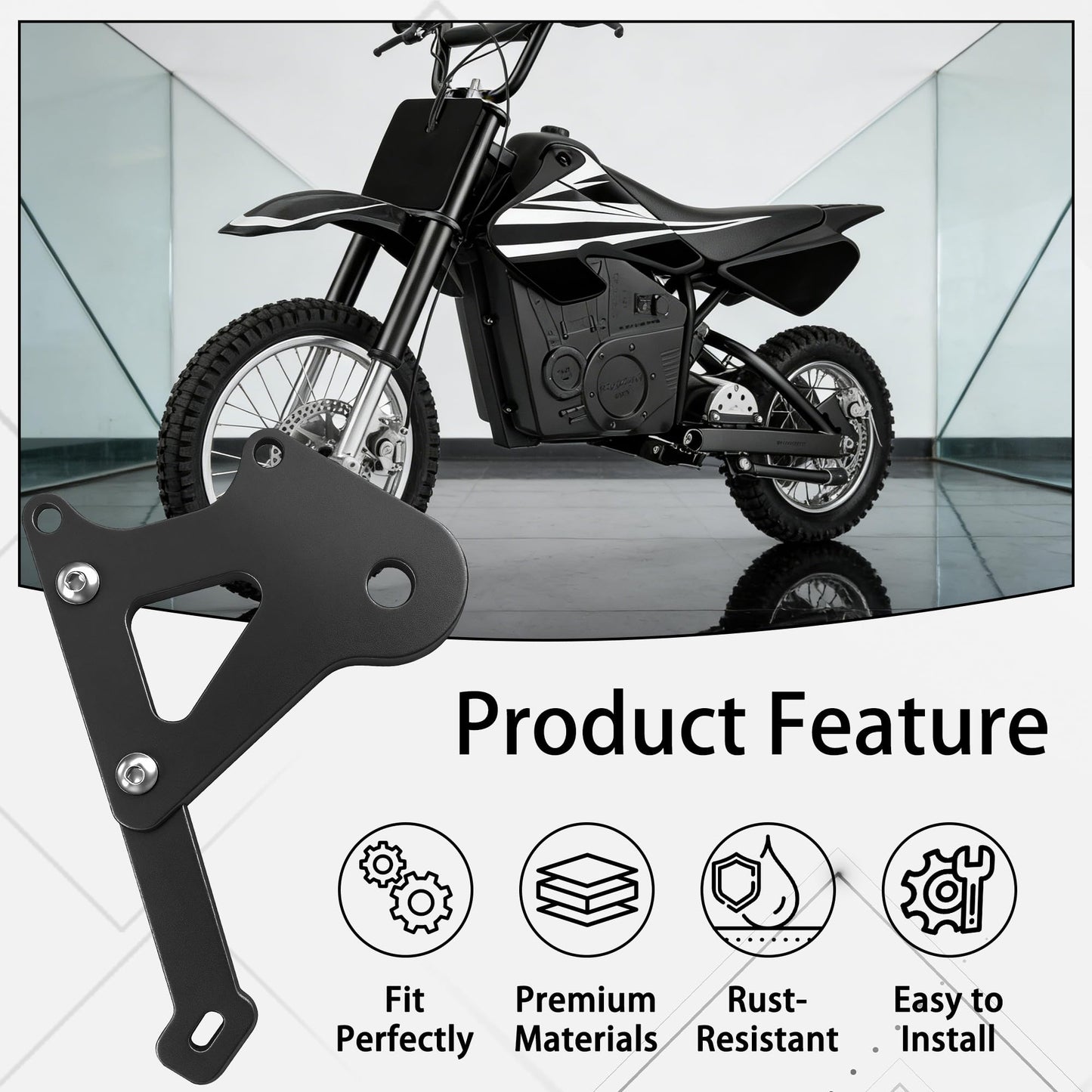 140mm Disc Brake Adapter, Compatible with Razor Dirt Bike MX350,, Aluminum Rear Brake Caliper Mount Bracket Kit for Enhanced Off-Road & Mountain Riding Safety（Black）