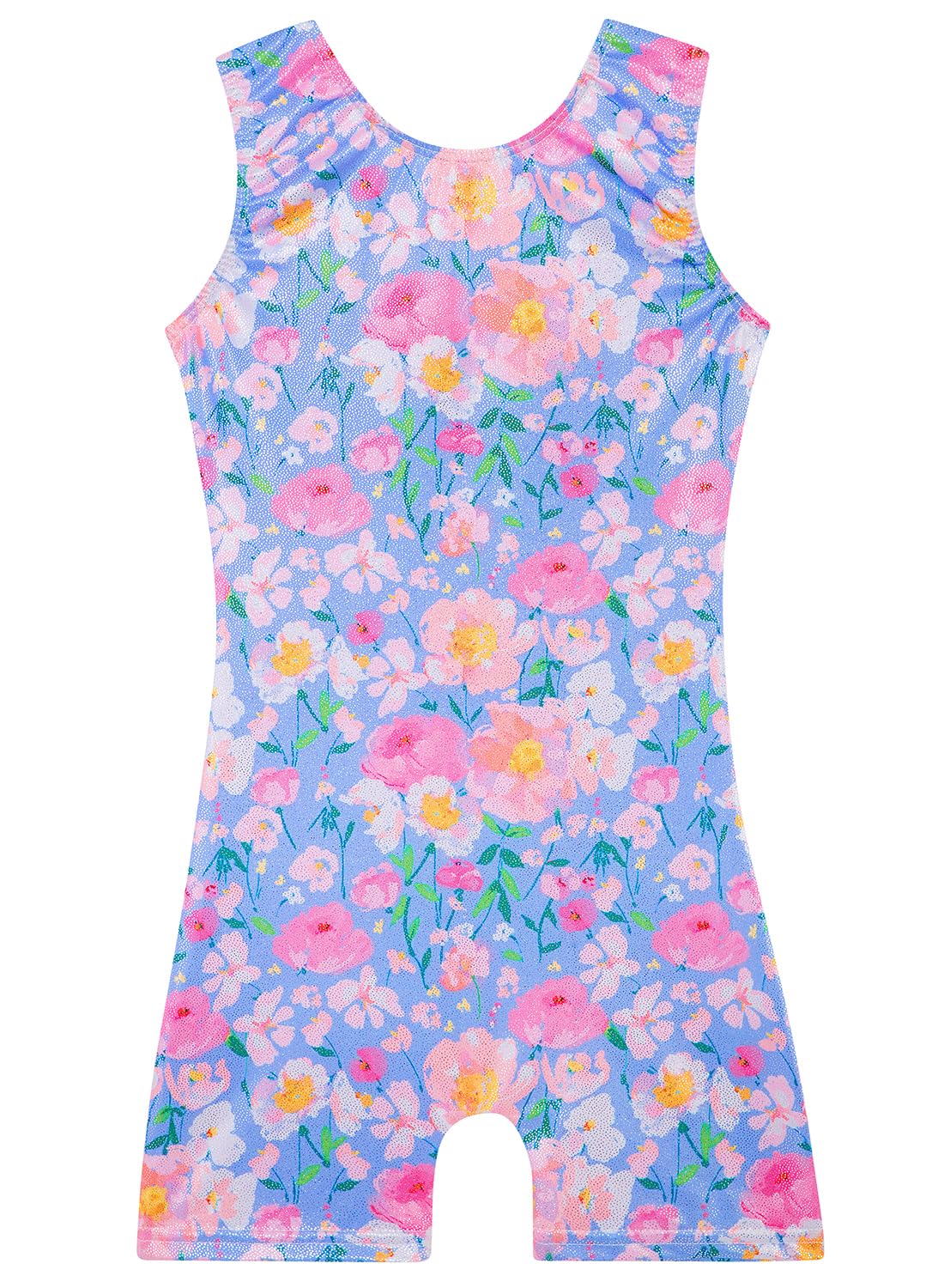 Gymnastics Leotards for Girls Toddler Ballet Dance Tumbling Outfits 3t 4t Kids Sleeveless Gymnastic Biketard with Shorts Sparkly Dancwear Unitards Clothes Bodysuit (Blue Floral, 3-4T)