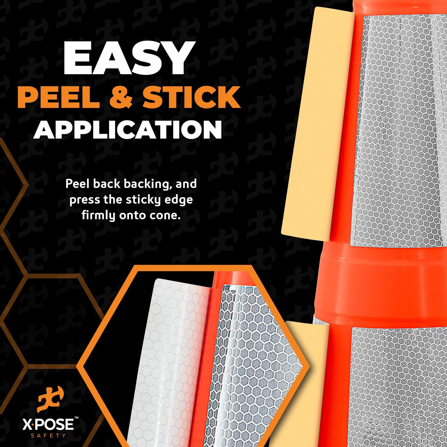 White+Hip Reflector Tape Cone Collar Set for Orange Traffic Cones - 20 Pack - 4 Inch and 6 Inch Collars for Wide Body Safety Cones 36 Inch Height – High Visibility Reflective Tape Stickers