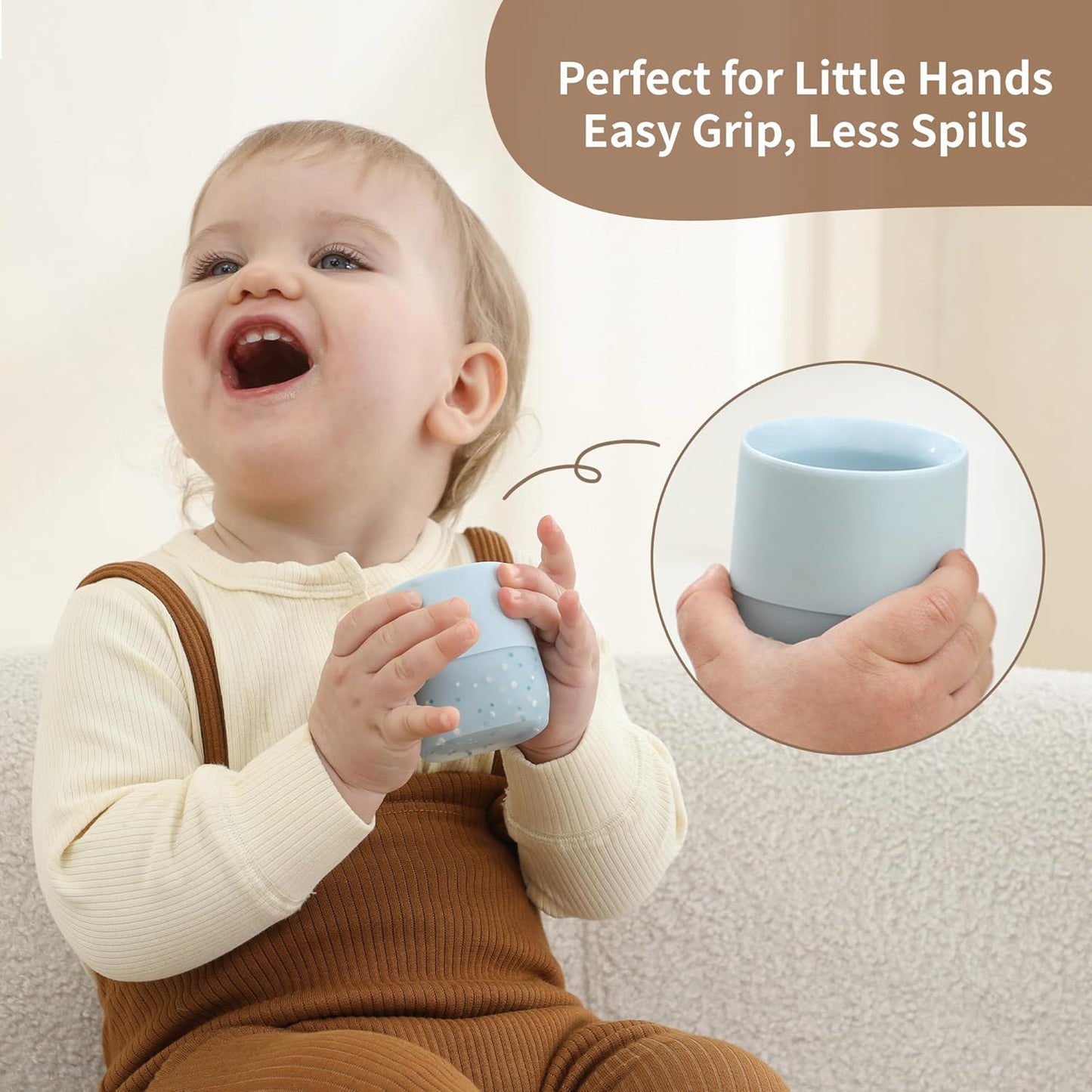 Moonkie Baby Training Cup Set - Essential Sippy Cups for Baby-Led Weaning | 2 Pack in Blush | 4 Months+