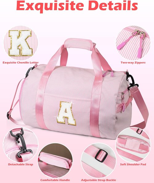 Graduation Gift-Gifts for 10 Years Old Girl, Girls Travel Duffle Bag, Dance Bag for Girls, Kids Overnight Bags with Shoe Compartment, Teen Girl Gifts Trendy Stuff, Birthday Gift (Letter A)