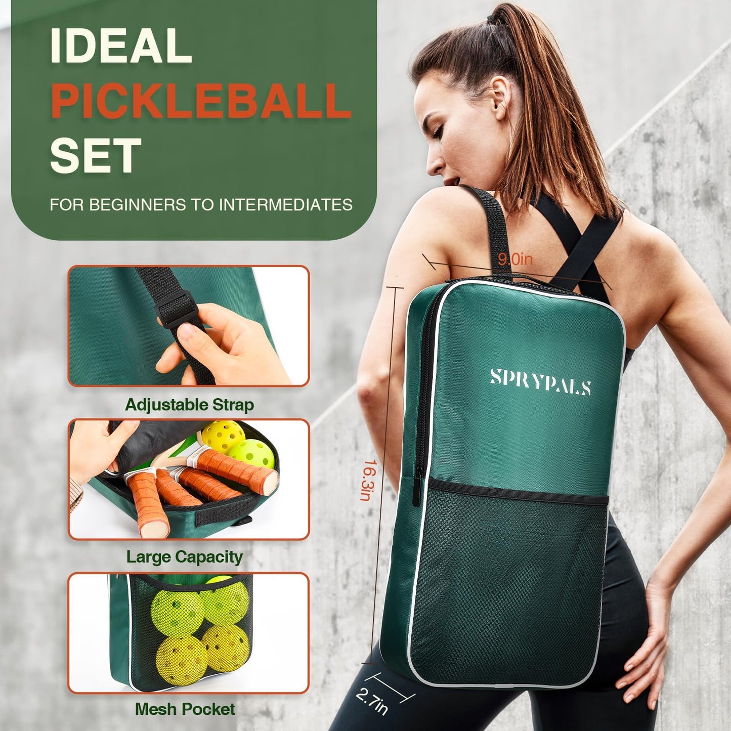 Sprypals Pink Pickleball Paddles, USAPA Approved Pickleball Set of 4 with 4 Pickleball Balls & 1 Carry Bag Premium Wooden Cute Pickle Ball Paddles Rackets Ergonomic Cushion Grip Gifts for Women Youth
