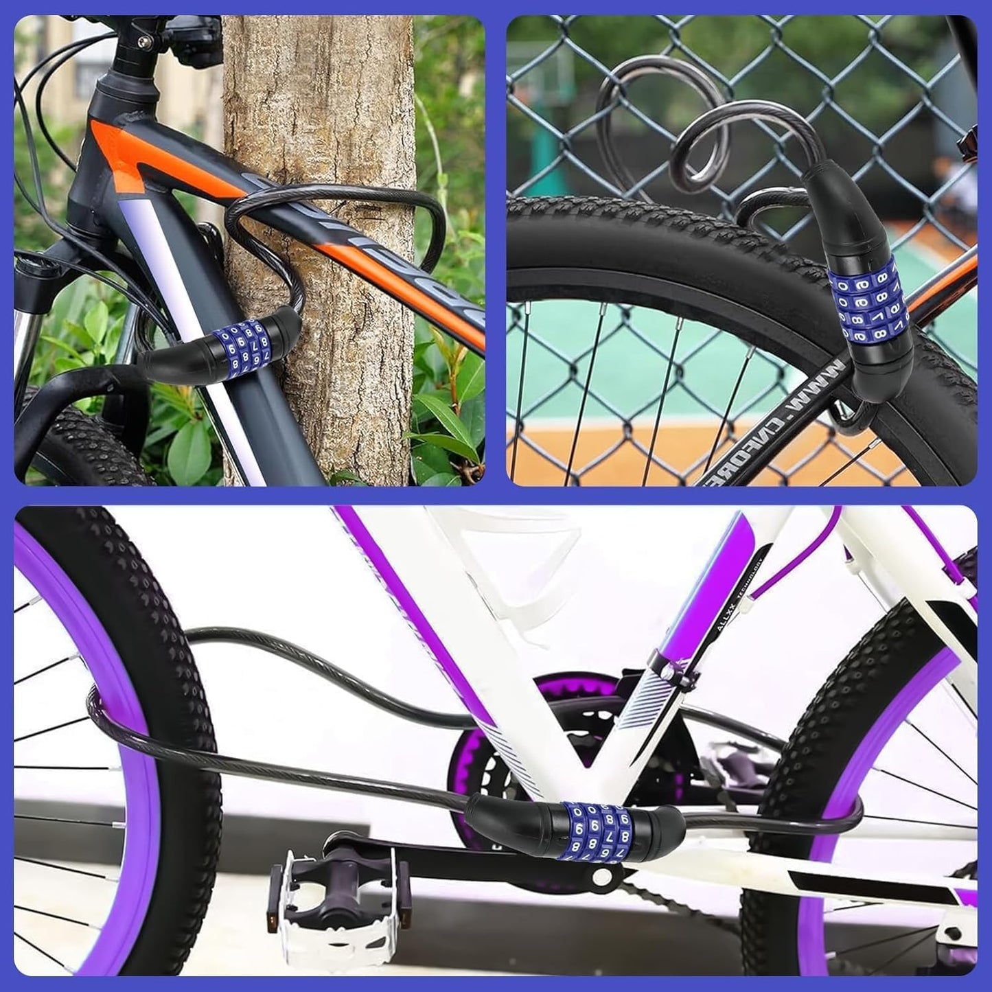 Skiennix 4-Digit Security Bike Lock Cable - Anti-Theft Resettable Combo Lock for E-Scooters & Bicycles