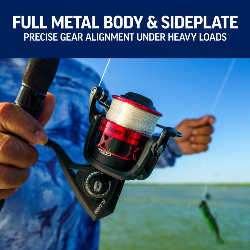 PENN Fierce IV Spinning Reel and Fishing Rod Combo, Black/Red