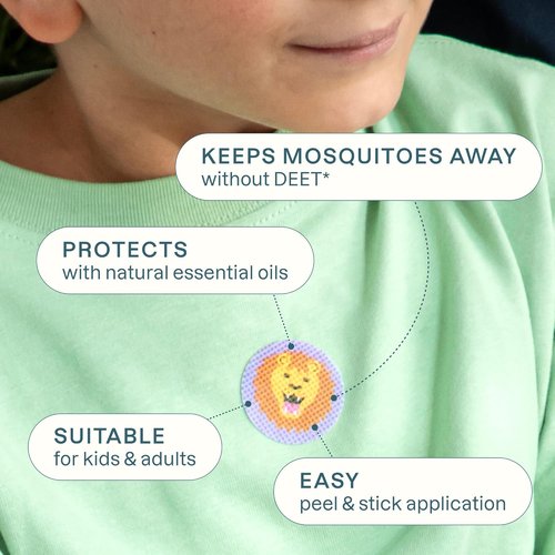 Cliganic Mosquito Repellent Stickers | 90 Pack of Natural, DEET-Free Animal Patches for Kids