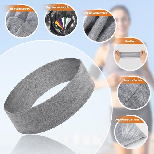 Buyisgle Workout Headbands for Women - 8PCS Non-Slip Elastic Sport Hair Bands for Yoga & Gym