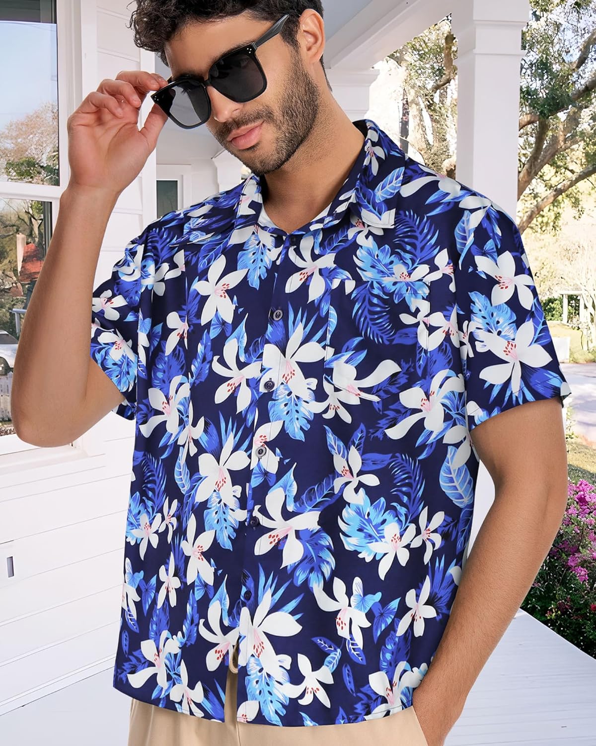Skiennix Men's Hawaiian Shirt - Short Sleeve Casual Beach Top with Pocket | Summer 2026 Style