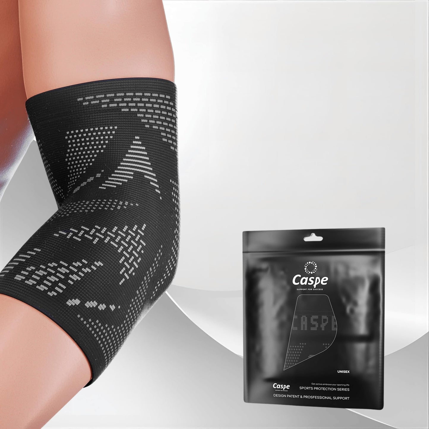 Caspe 2 Pack Elbow Compression Sleeve, Arm Compression Sleeve for Tennis Elbow, Unisex Elbow Sleeve for Men and Women, Support for Daily Activities (Black, Large)
