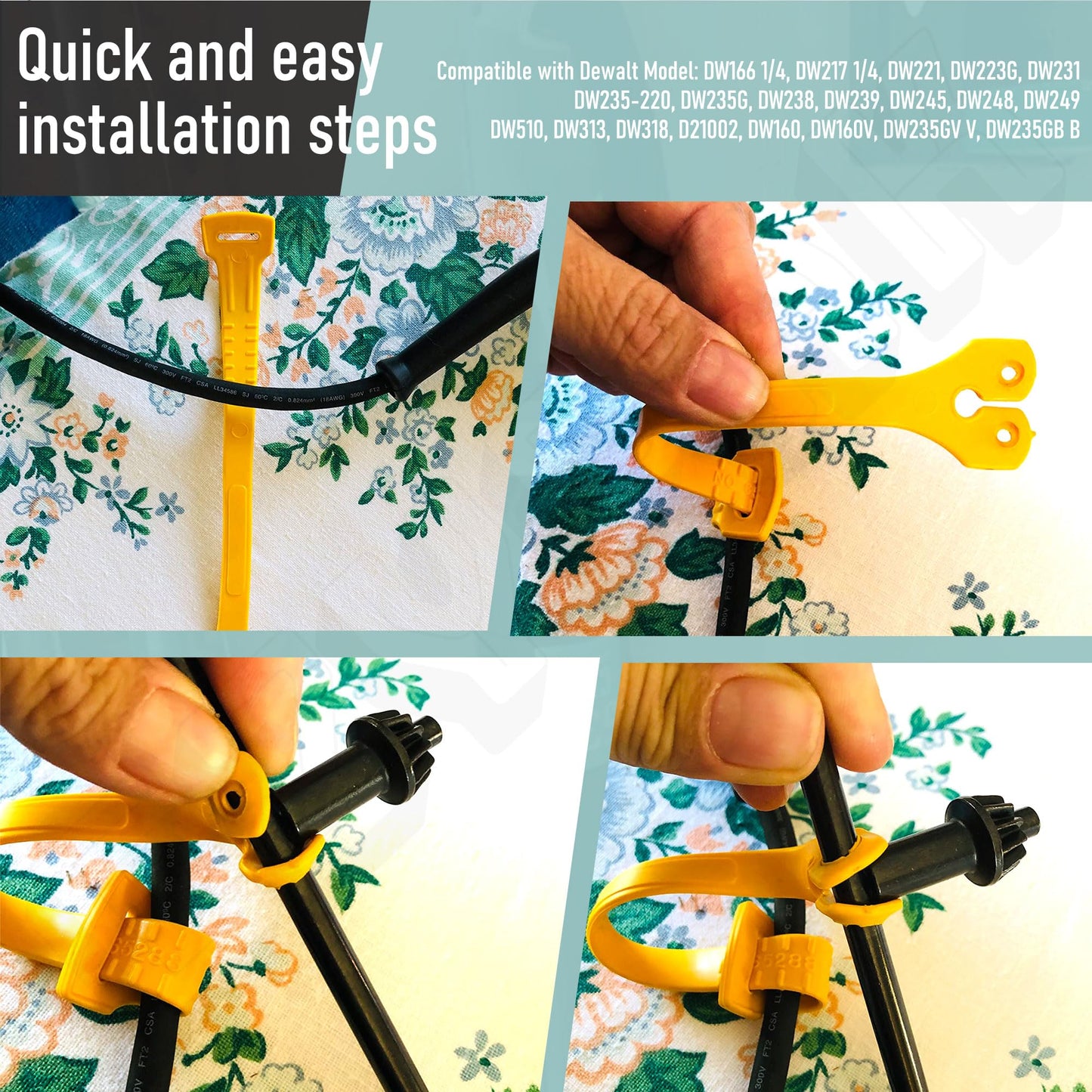 EZYPAK 4 Pack 065288-02 Chuck Key Holder for D-ewalt DW500, DW505, DW505, DW511, DW512, DW100-220, DW100, DW101, Also Compatible with Black & Decker 5072 W, 5075, 27205