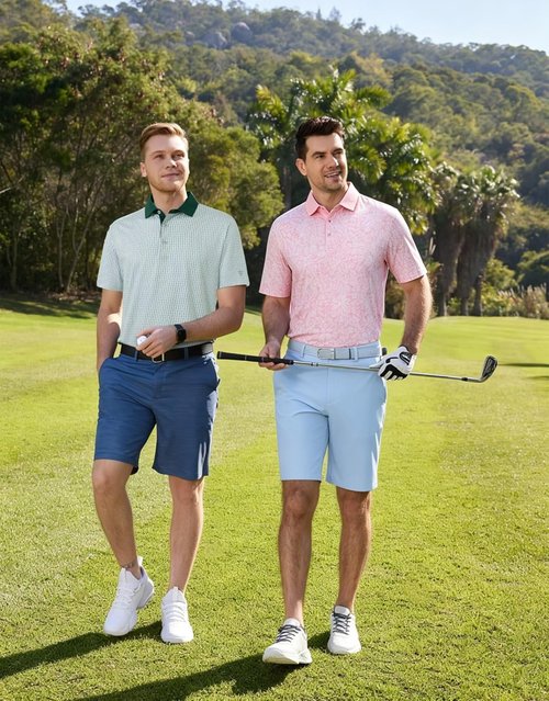 M MAELREG Golf Shirts for Men - Lightweight Moisture-Wicking Polo with Stylish Print Patterns