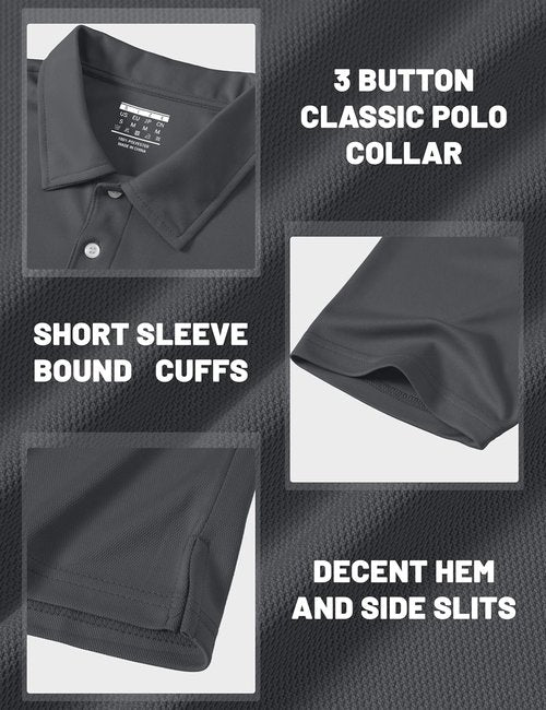 MAGCOMSEN Men's Polo Shirt - Quick-Dry Casual Work T-Shirt | Short Sleeve Golf Jersey in Pique Fabric