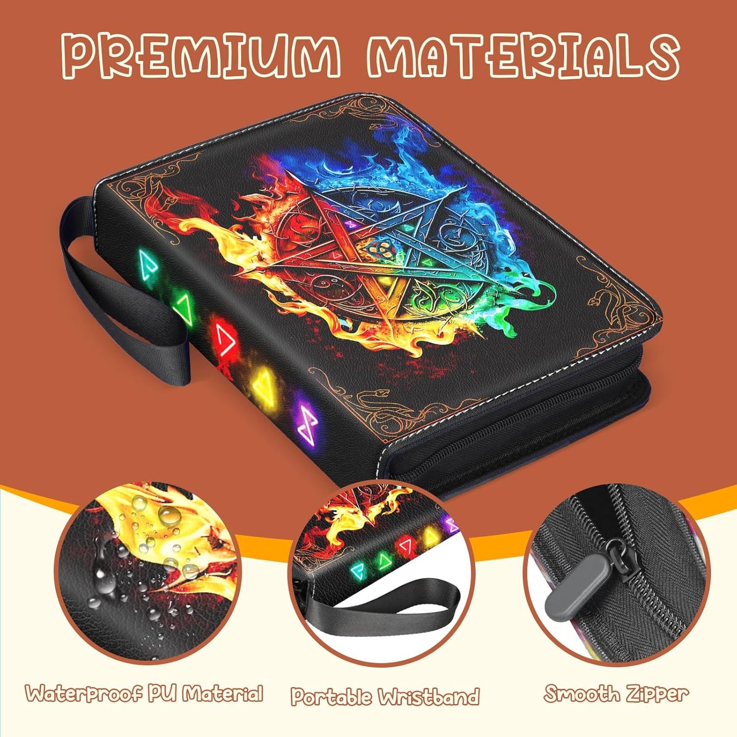 Skiennix Card Binder - 9 Pocket Trading Card Storage with 50 Removable Sleeves | Large Colorful Design for MTG & Sports Cards