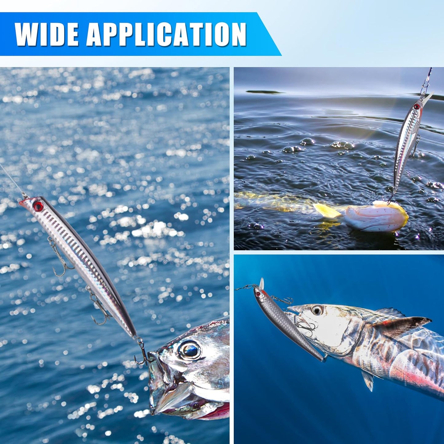 Skiennix Saltwater Fishing Lures Kit - 6pcs Surf Striper Minnow Jerkbait & Crankbait Plugs for Deep Sea Fishing