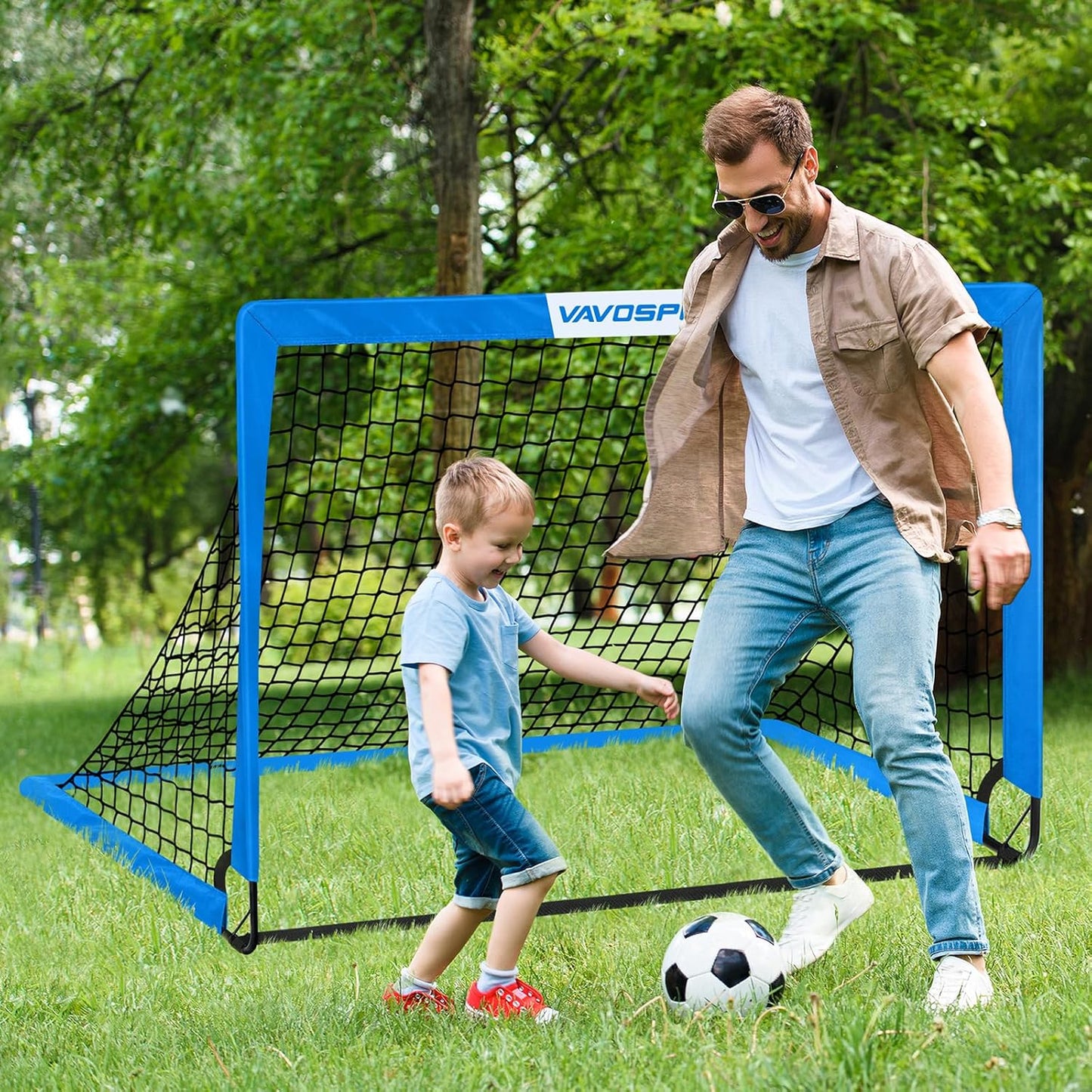 Skiennix Kids Soccer Goals - Portable 4' x 3' Training Equipment Set with Pop-Up Net & Ball