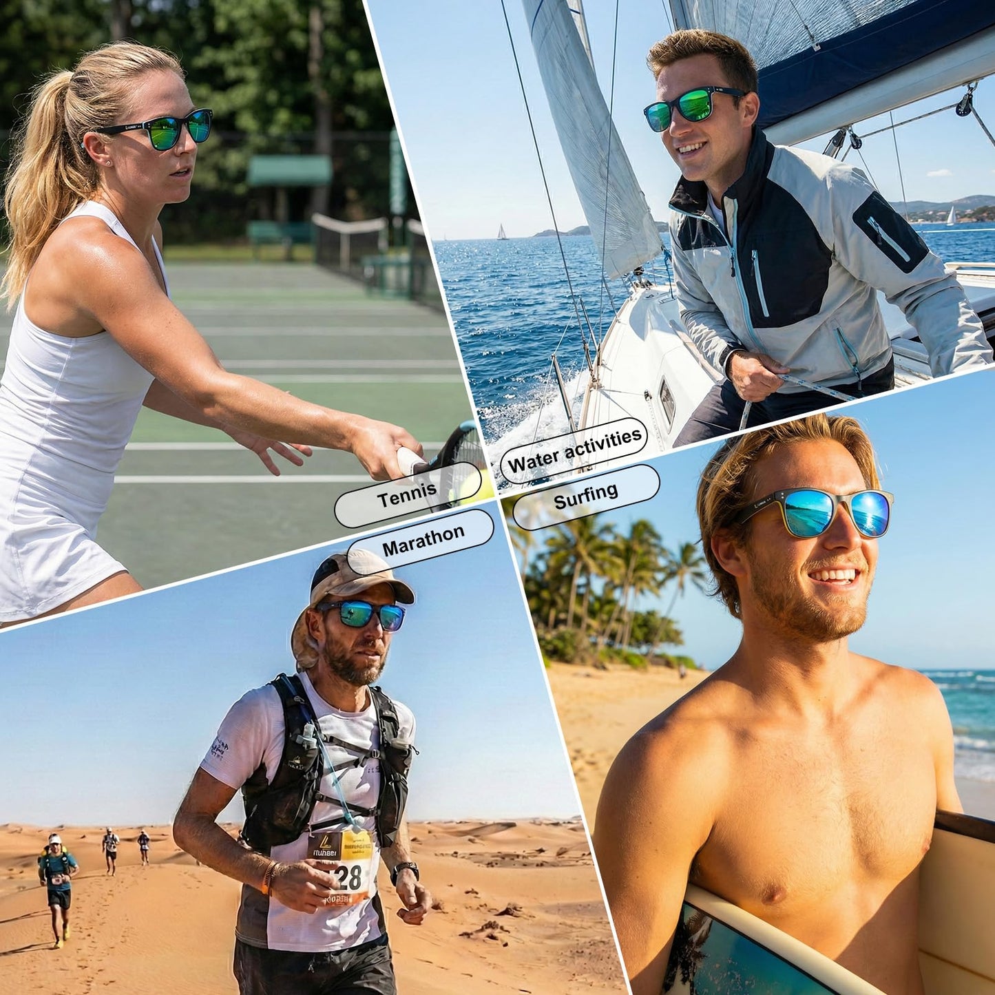 LILONGAD PC-Polarized Sunglasses for Men & Women – TR90 Frame, Mirrored, Anti scratch polarized sunglasses Lenses, UV400 for Running & Driving (Blue/Green REVO)
